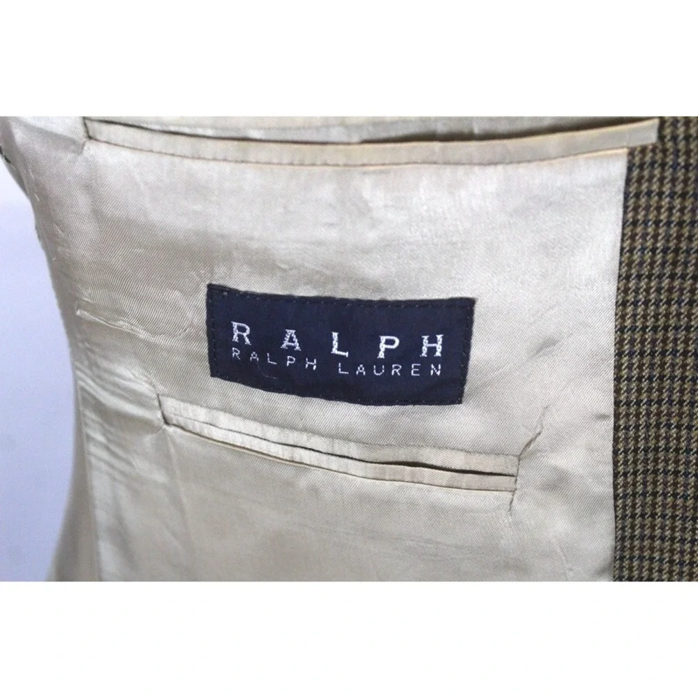 vtg mens brown Ralph Lauren houndstooth blazer jacket sport suit‎ coat wool 42 L